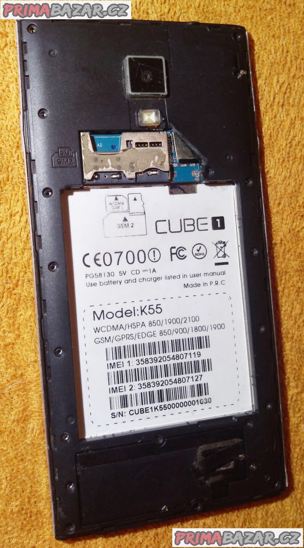 Mobil Cube1 K55 na 2 SIM - na náhradní díly nebo k opravě!!!