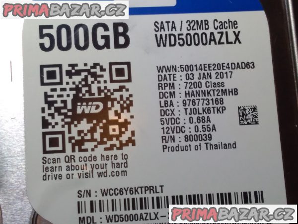 Rychlý HDD pro PC - WD 500 GB!!! Rychlý HDD pro PC - WD 500 GB!!!
