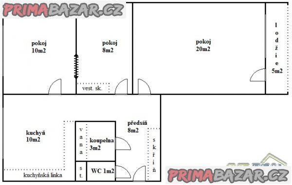 Pronájem bytu 2+1/L (3+1/L) -  65m2, Praha 4 (Lhotka – Kamýk), ul. Rabyňská