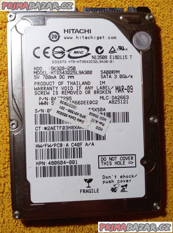 Rychlé HDD pro notebook 500 -250 -160 GB + ZDARMA RAM!!!