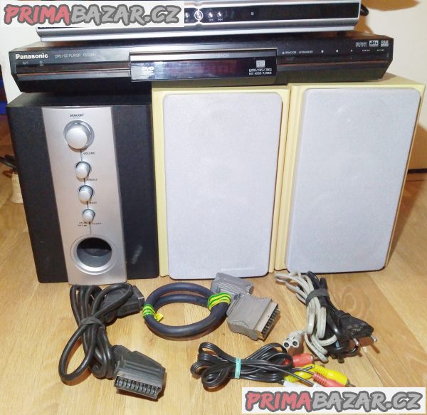 3x DVD přehrávač +6 ks repro +1 subwoofer - levně!!!