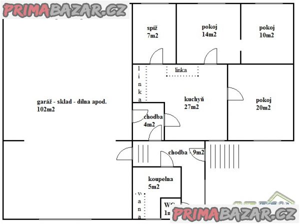 Prodej RD 3+1 (97m2) + garáž, dílna, sklad (102m2), pozemek 1.899m2, část obce Zaječice, obec Pyšely, okr. Benešov