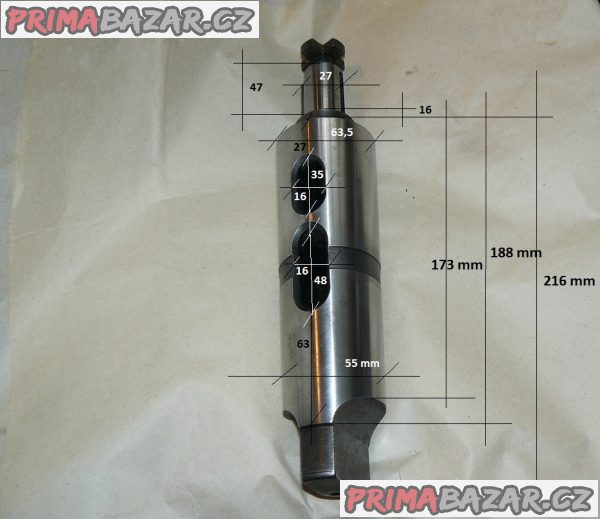 Frézovací trn 6x27x47-kužel.stopka,2 otvory  klín