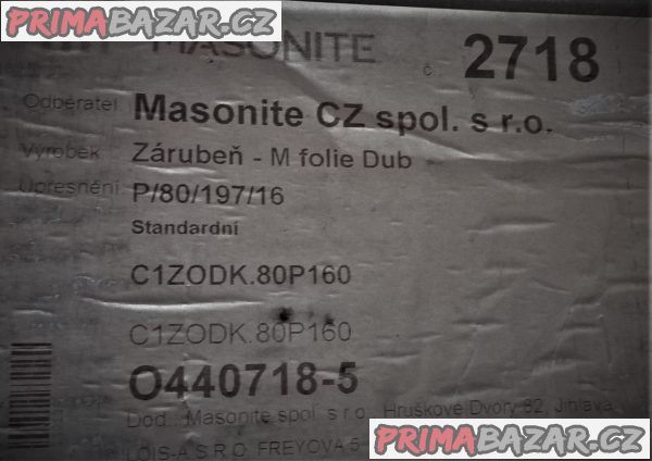 NOVÁ obložková zárubeň Masonite, světlý dub