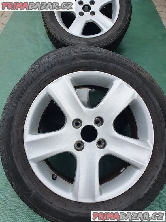 alu kola elektrony Peugeot 4x108 6.5jx16 et31 pneu bridgestone 205/55 r16 letni 60% vzorek možnost zaslání na dobírku platí do