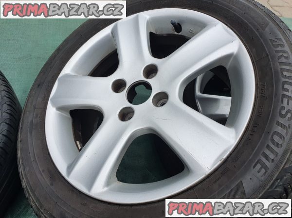 alu kola elektrony Peugeot 4x108 6.5jx16 et31 pneu bridgestone 205/55 r16 letni 60% vzorek možnost zaslání na dobírku platí do