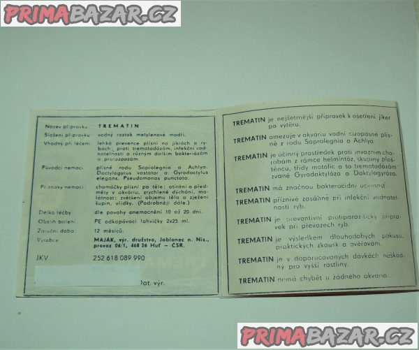 TREMATIN - PROTIPARAZITÁLNÍ PŘÍPRAVEK RYB TREMATIN - PROTIPARAZITÁLNÍ PŘÍPRAVEK RYB