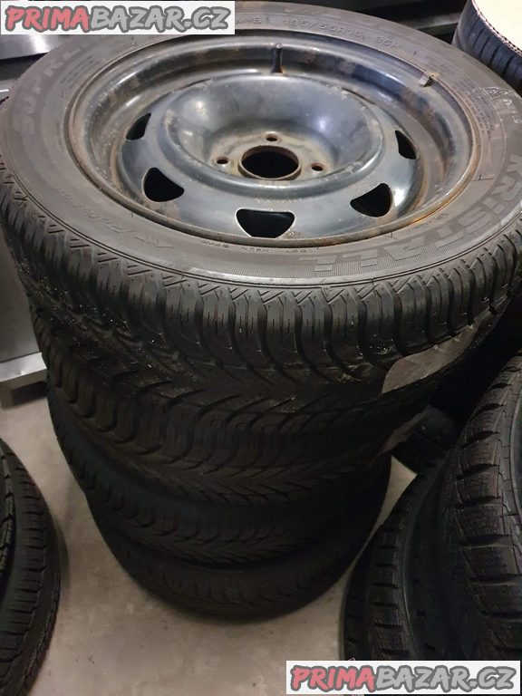 Plechove disky orig. Citroen peugeot s pneu zimní fulda 4x108 6jx15 et18 pneu 195/55 r15 85h 60% vzorek cena je za všechny 4 disky i