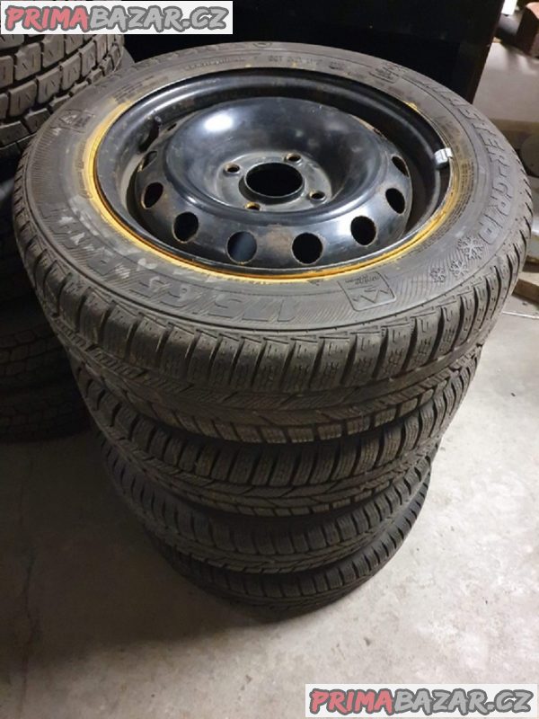 Plechove disky s pneu master grip peugeot citroen 4x108 5.5jx14 et34 pneu zimní semperit 175/65 r14t 70% vzorek cena je za všechny 4 disky i