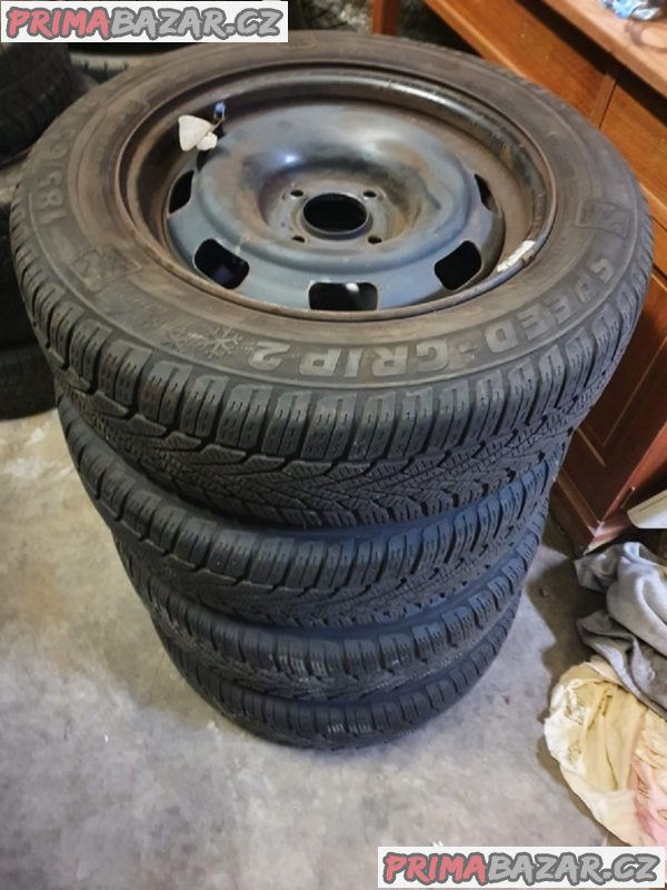 Plechove disky s pneu semperit r15 citroen peugeot 4x108 6jx15 et23 pneu zimní 60% vzorek 185/65 r15 88t cena je za všechny 4 disky i s