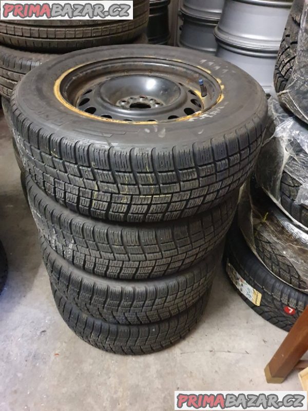 Plechove disky 5x98 stred 58.1 6.5jx15 h2-27 pneu zimní michelin 215/65 r15 96h 60% vzorek cena je za všechny 4 disky i s