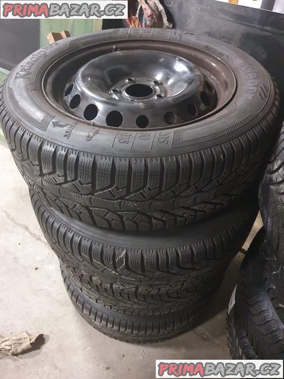 Plechove disky stredova dira 67.1 mitsubishi mazda hyundai 5x114.3 6.5jx16 et47 pneu kleber 205/60 r16 92h 95% vzorek zimní cena je za všechny 4 disky i