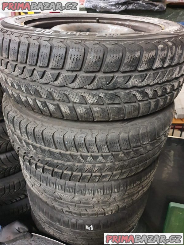 Plechove disky orig. Opel GM s pneu uniroayl 5x110 6.5jx16 et37 pneu 205/55 r16 91h 60% vzorek zimní  cena je za všechny 4 disky i s