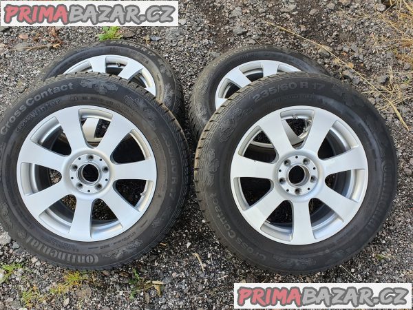 Alu kola orig. Mercedes GLK A204 5x112 7.5jx17 et47.5 pneu continental cross 235/60 r17 102h 80-70% vzorek zimní  číslo dílu A2044013502 elektrony s roztečí 5x112 7,5x17 et47,5 senzory tlaku v pneu disky jsou v super stavu cena je za kompletní sadu