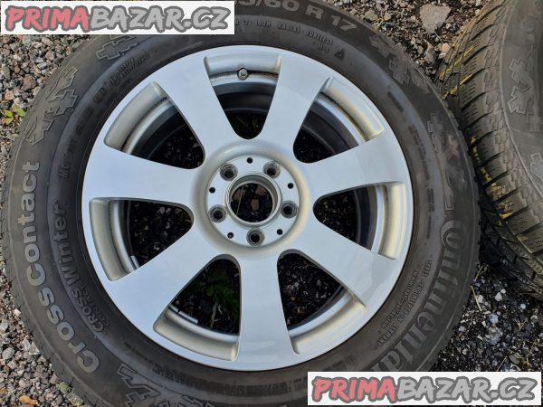 Alu kola orig. Mercedes GLK A204 5x112 7.5jx17 et47.5 pneu continental cross 235/60 r17 102h 80-70% vzorek zimní  číslo dílu A2044013502 elektrony s roztečí 5x112 7,5x17 et47,5 senzory tlaku v pneu disky jsou v super stavu cena je za kompletní sadu