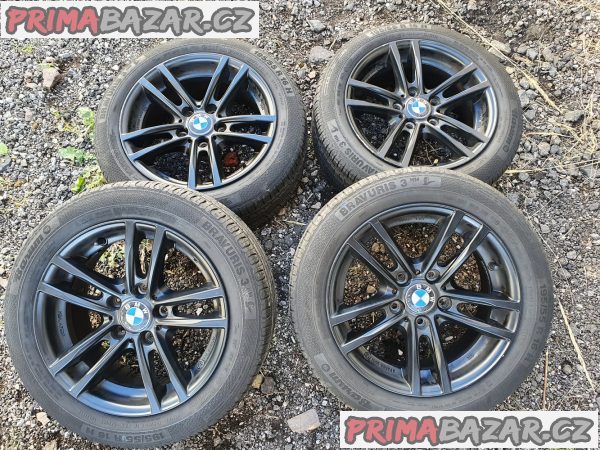 Alu kola BMW Volkswagen t5 orig černý lak 5x120 7jx16 et31 pneu barum bravuris 3 195/55 r16 87h 80% vzorek zimní  7x16 cena je za kompletní sadu 4 disky i