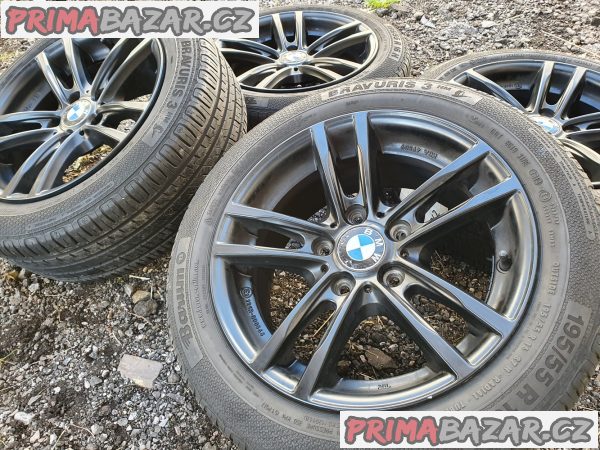 Alu kola BMW Volkswagen t5 orig černý lak 5x120 7jx16 et31 pneu barum bravuris 3 195/55 r16 87h 80% vzorek zimní  7x16 cena je za kompletní sadu 4 disky i