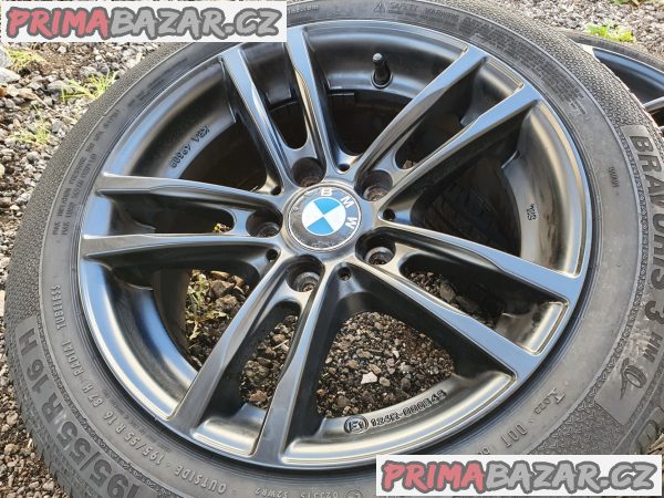 Alu kola BMW Volkswagen t5 orig černý lak 5x120 7jx16 et31 pneu barum bravuris 3 195/55 r16 87h 80% vzorek zimní  7x16 cena je za kompletní sadu 4 disky i