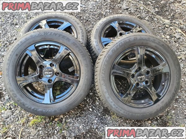 Alu kola orig černý lesk bmw vw t5 5x120 6.5jx16 et40 pneu dunlop 205/60 r16 92h 70-60% vzorek zimní  senzory tlaku v pneumatikách 6,5x16 cena je za kompletní sadu 4 dis