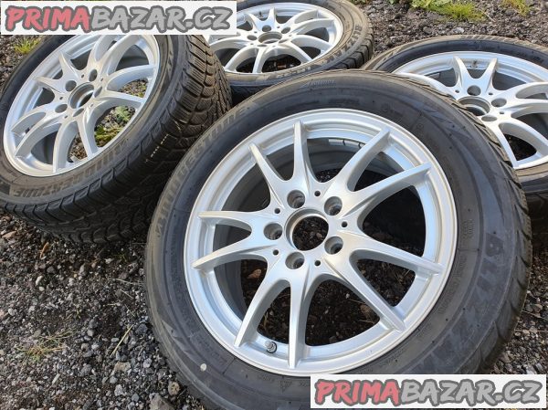 Alu kola orig. Mercedes A B CLA A246 v top stavu 5x112 6.5jx16 et49 cislo dilu A2464011302 pneu bridgestone 205/55 r16 91h 70-60% vzorek zimní  6,5x16 cena je za kompletní sadu 4 d