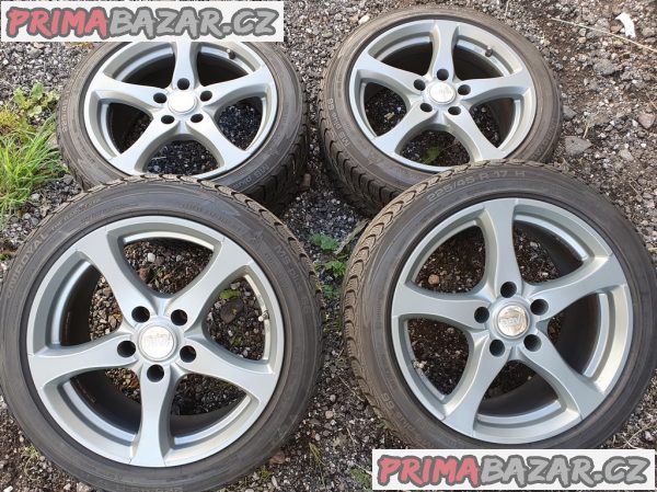 Alu kola v top stavu 5x120 germany 8jx17 et20 pneu uniroyal 225/45 r17 91h stredova dira 74.1 stredici kroužky na 72.6 pneu 80% vzorek zimní 8x17  cena je za kompletní sadu 4 disk