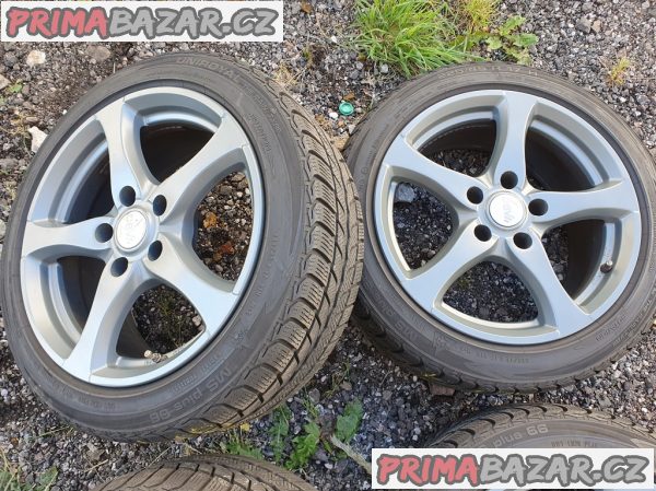 Alu kola v top stavu 5x120 germany 8jx17 et20 pneu uniroyal 225/45 r17 91h stredova dira 74.1 stredici kroužky na 72.6 pneu 80% vzorek zimní 8x17  cena je za kompletní sadu 4 disk