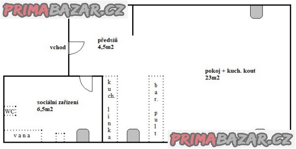 Prodej bytu 1+kk (34m2), zděný dům, OV, společná zahrada (704m2), ul. Do Polí, Jesenice u Prahy