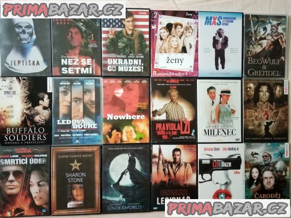 150 original DVD v plastu po cca 58 Kč