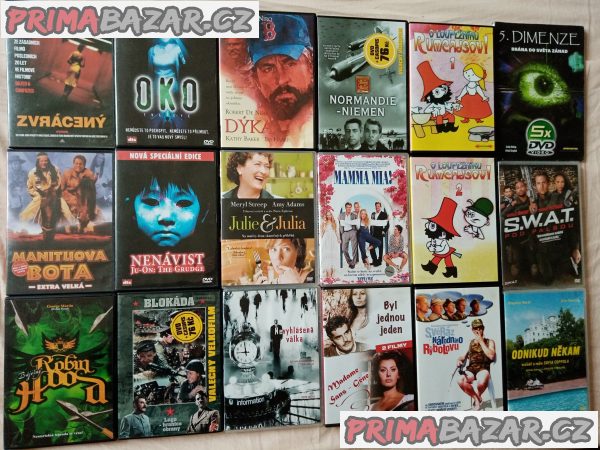 150 original DVD v plastu po cca 58 Kč