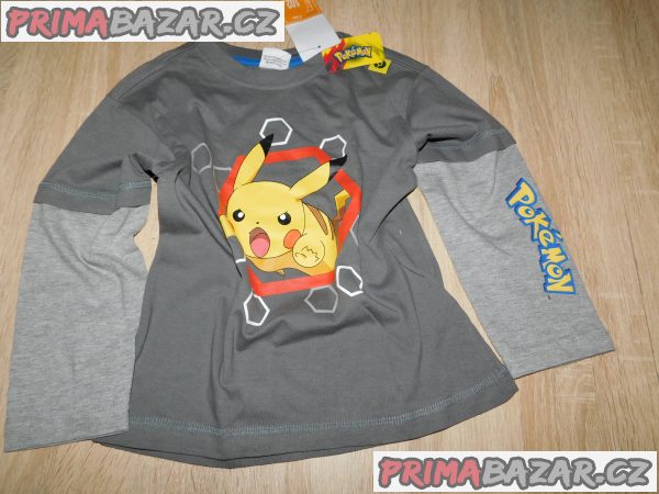 Chlapecké triko dl.rukáv-s Pokémonem-vel.104-Nové