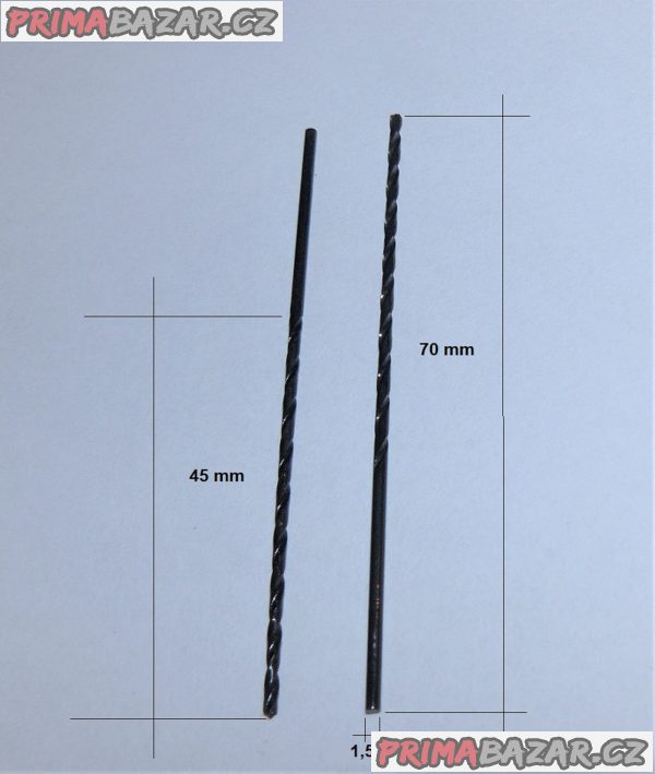 Vrták  1,5 mm s válcovou stopkou, dlouhý HSS, ČSN 221125