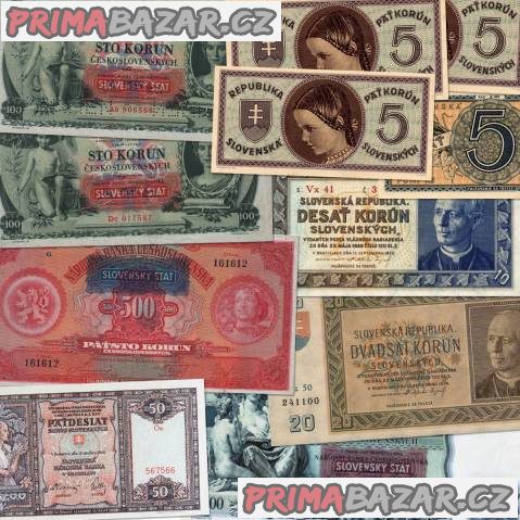 Staré bankovky, papierové peniaze Československo