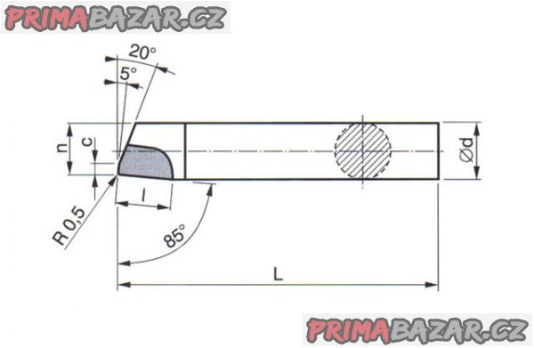 Nůž soustruž. vyvrtávací kolmý 32x100 mm H10, ČSN 223839