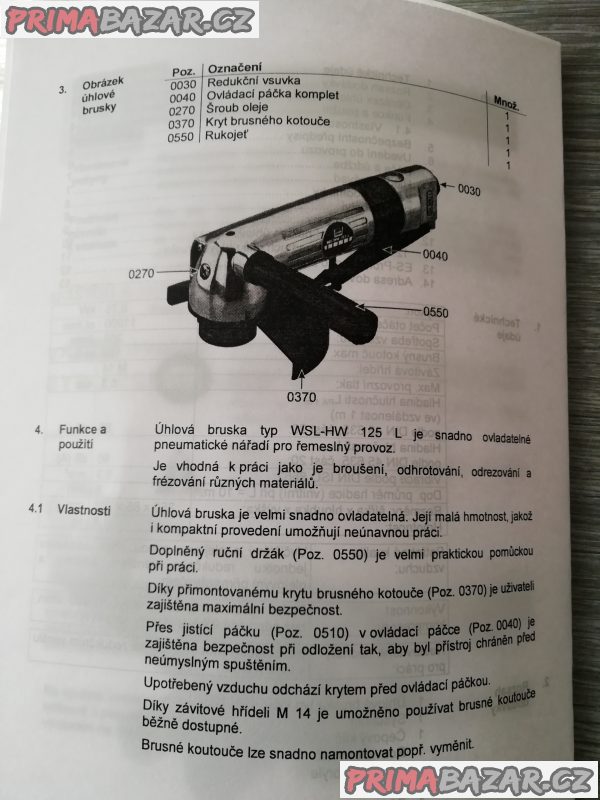 PNEUMATICKÁ ÚHLOVÁ BRUSKA SCHNEIDER 125L SYS