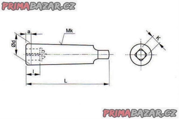 Redukční pouzdro Mk2x6,3 s kuž. stopkou a vnitř. čtyřhranem