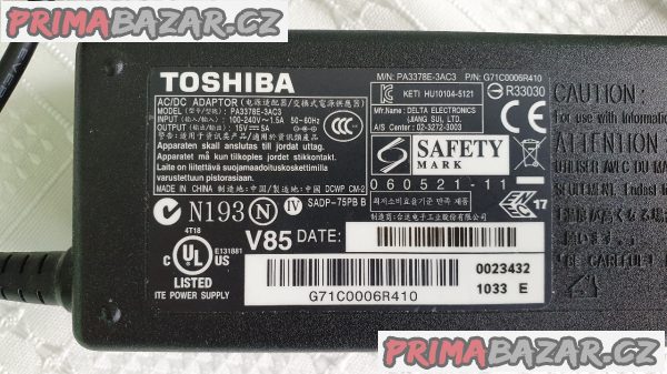 Adaptér pro notebook Toshiba 15V/5A/75W Adaptér pro notebook Toshiba 15V/5A/75W