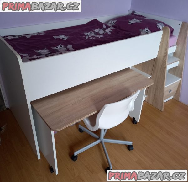 VYSOKÁ POSTEL, 90/200 cm - XXXLutz + židle Ikea VYSOKÁ POSTEL, 90/200 cm - XXXLutz + židle Ikea