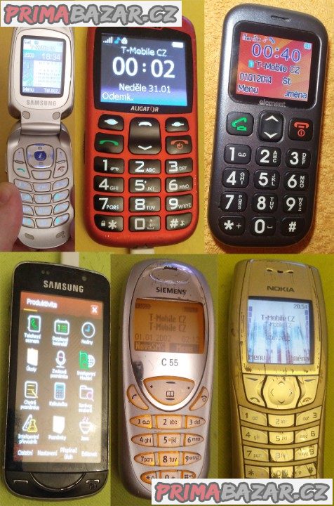 Starší mobilní telefony -funkční a vč. nabíječek!!!