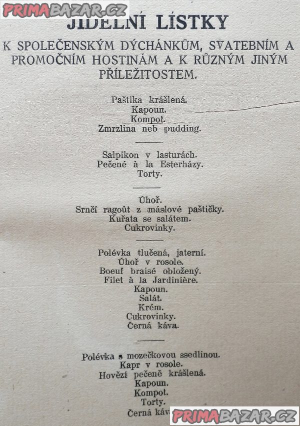 Starožitná Kuchařská kniha domácnosti, rok 1921