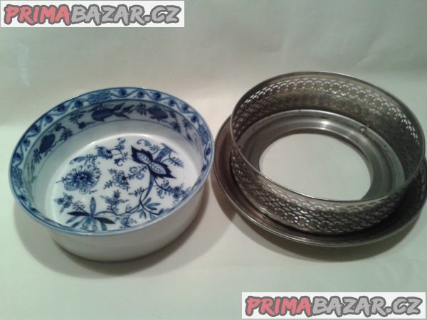 Porcelánová mísa v kovu - "cibulák" Porcelánová mísa v kovu - "cibulák"