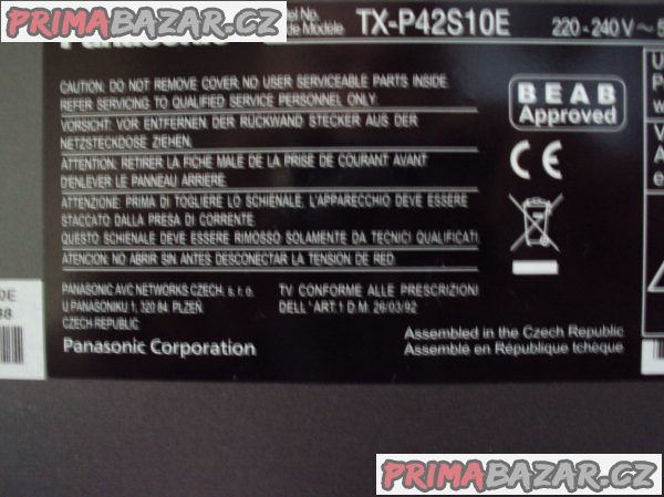 Prodám televizor Panasonic TX-P42S10E plazma