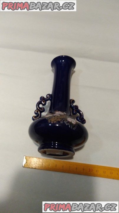 Váza - modré sklo s oušky