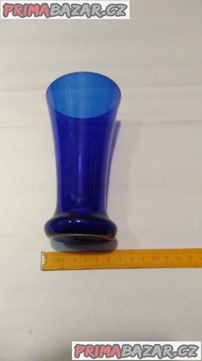 Váza modré sklo -střední