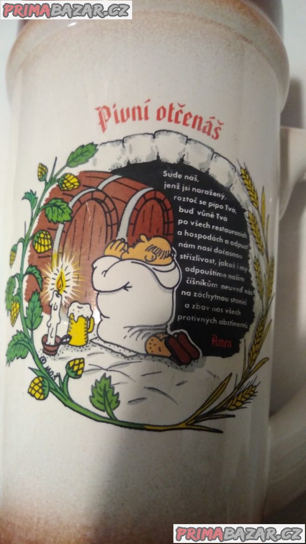 Korbel z porcelánu - "Pivní otčenáš"