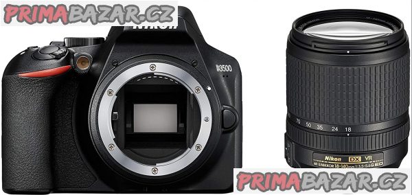 DSLR Nikon D3500 18-140 mm + originální záložní baterie + polarizační filtr