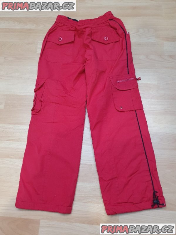 Dívčí zateplené kalhoty červené