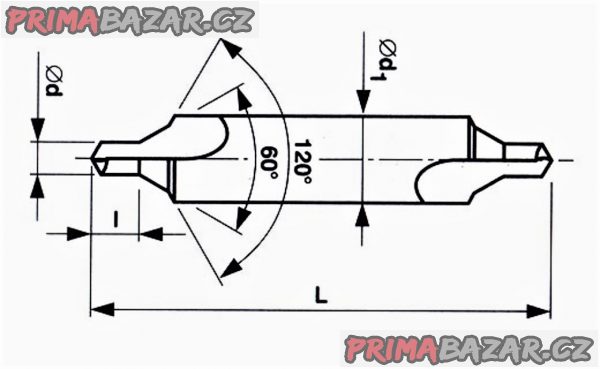 NAVRTÁVÁK - Vrták středící 60°- 3,15 mm, vybrušovaný, tvar B