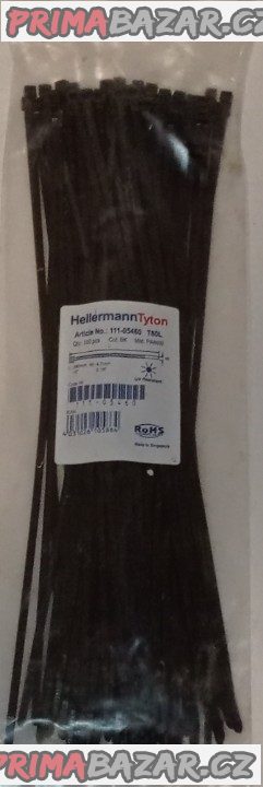 Stahovací pásky HellermannTyton T80L-W-BK-C1, 4,6 x 390 mm