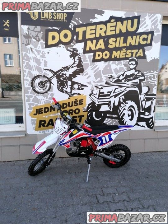 PITBIKE Leramotors Shark 125cc 4Takt 17x14 ČERVENÁ záruka 2 roky