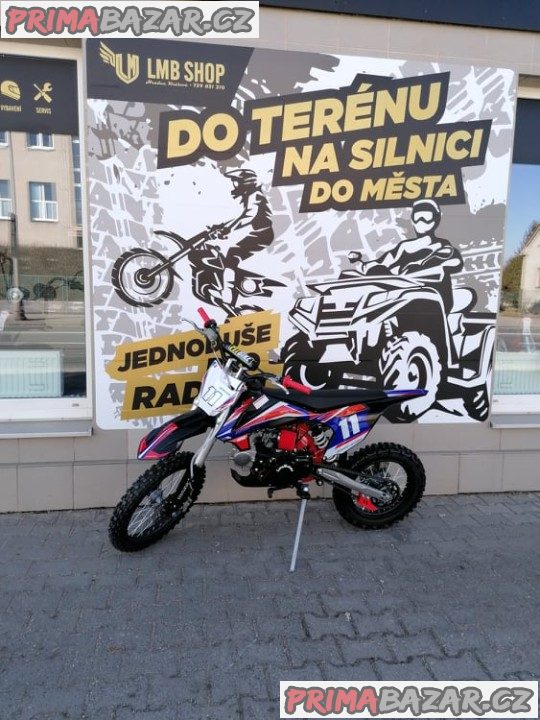 PITBIKE Leramotors Shark 125ccmE-Start 4Takt17x14 ČERVENÁ záruka 2 roky